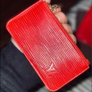 Authentic Vintage Red Epi Key Cles Pouch